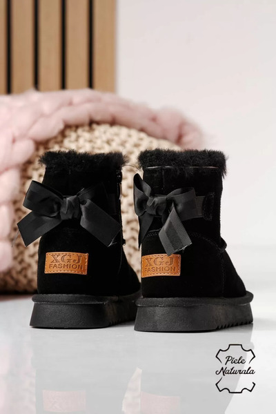 Zaira Ghete fete îmblanite negre din piele naturala intoarsa Alina #23010 - 32