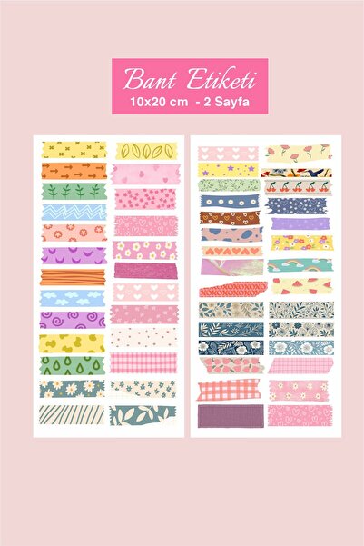 Piksel Grafik Renkli Bantlar 2'li Sticker Seti - Kalem, Laptop Defter Suluk S...