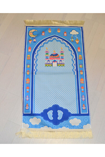 Bilenler سجادة صلاة للأطفال باللون الأزرق - سجادة صلاة للأطفال ذات ملمس ملون وخفيف وناعم