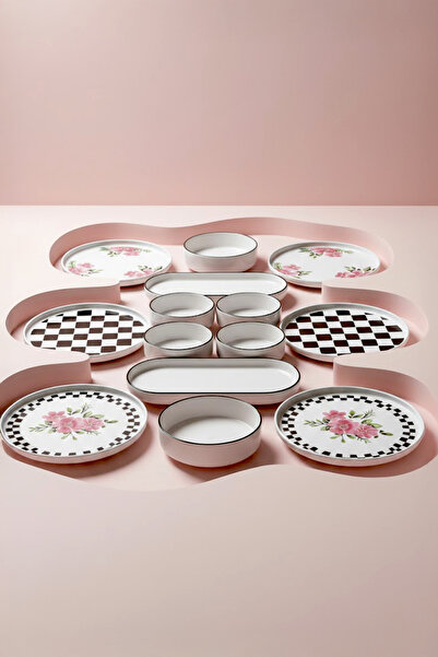 Kitchen Life 14 Piece Daci Breakfast Set for 6 People - Luxury Breakfast Presentation Set Plate
