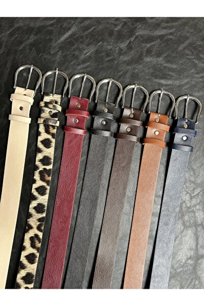 LİA KEMER Pachet de 7 curele cu cataramă argintie pentru femei, cu model clas...