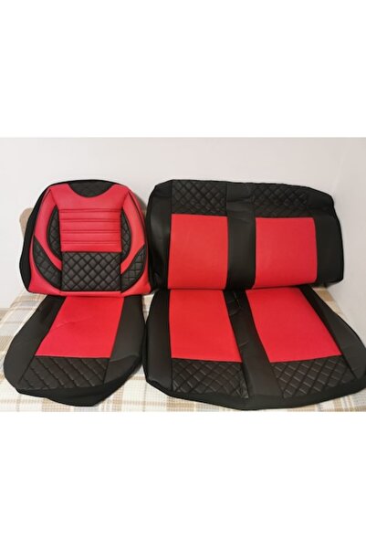 UBO Seat covers 2+1, red and black, faux leather, set of 3