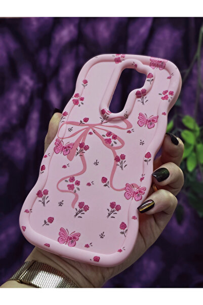 Magic Ring Redmi Note 8 Pro Compatible Butterfly Ribbon and Flower Pattern Pink Phone Case