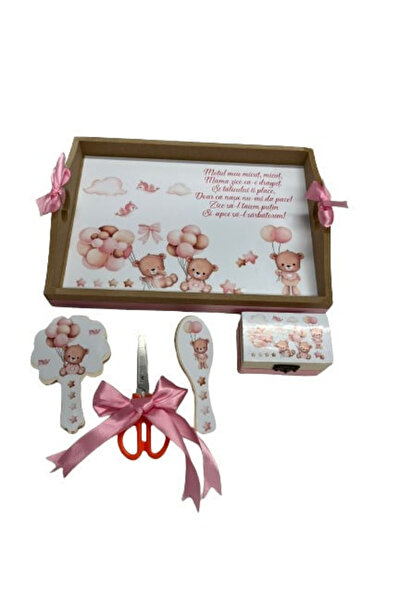 Paperla Tavita de turta, 5 piese, Ursuleti, roz