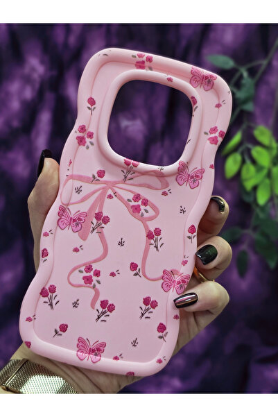 Magic Ring Xiaomi Redmi Note 14 Pro 4g Compatible Butterfly Ribbon and Floral Pattern Pink Phone Case