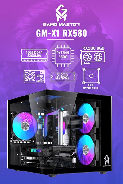 GM Game Master GM-X1 R5 5500 16GB Ram 512GB M.2 RX580 8GB 256 Bit Ekran Kartl...