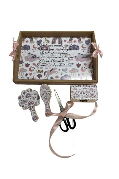 Paperla Tavita de turta, 5 piese, Curcubeu cu unicorni, roz