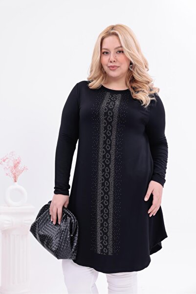 Siyezen Plus Size Stone Embroidered Tunic Blouse