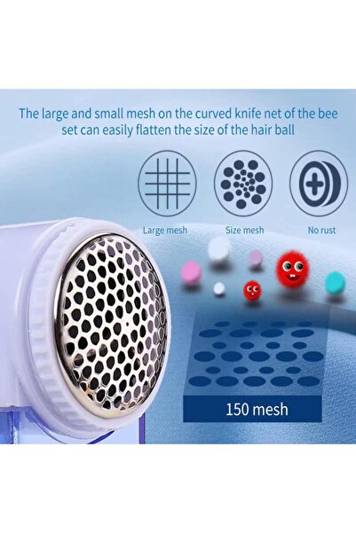 OEM Compact and efficient lint remover, 2 AA batteries included. White with blue.