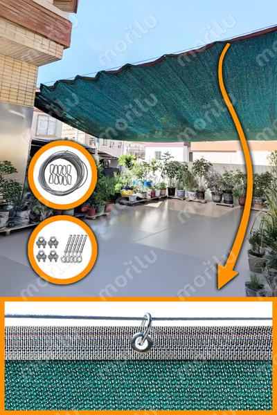 Morilu Açılır Kapanır Gölgelik - %95lik YEŞİL File Perde - KIRÇILLI Şeritli H...