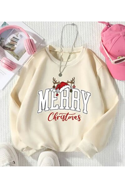 herkesemoda سويت شيرت برقبة دائرية بطباعة عيد الميلاد المجيد