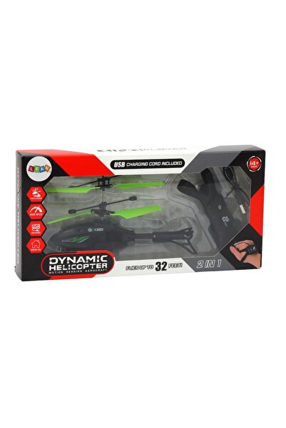 OEM LEAN TOYS Toy Helicopter, gesture-controlled, black with green, 18x15x11.5 cm