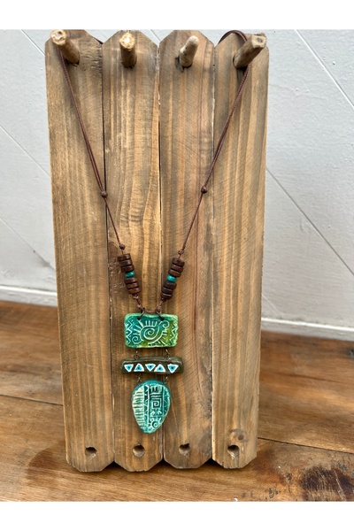 Bohoyasam Özel Tasarım El Yapımı Seramik Etnik Kolye - Ayarlanabilir Bohem Kolye