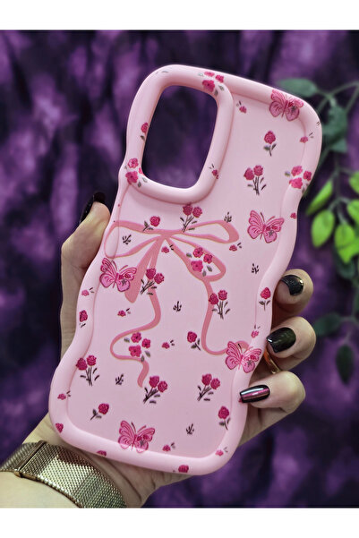 Magic Ring Oppo A16 / Oppo A55 Compatible Butterfly Ribbon and Floral Pattern Pink Phone Case