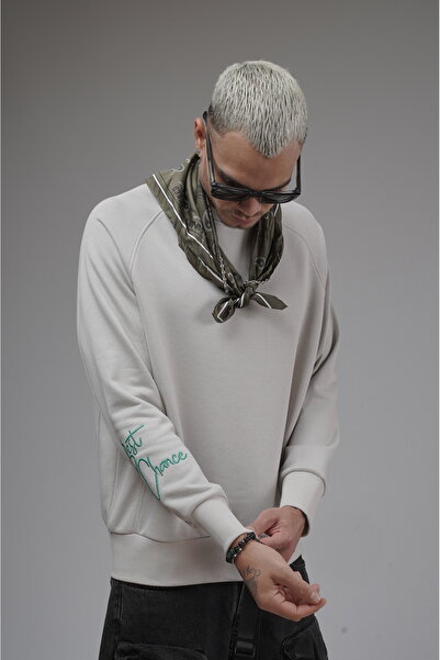 Butik Trend Biz Oversized Pattern Crew Neck Sweatshirt