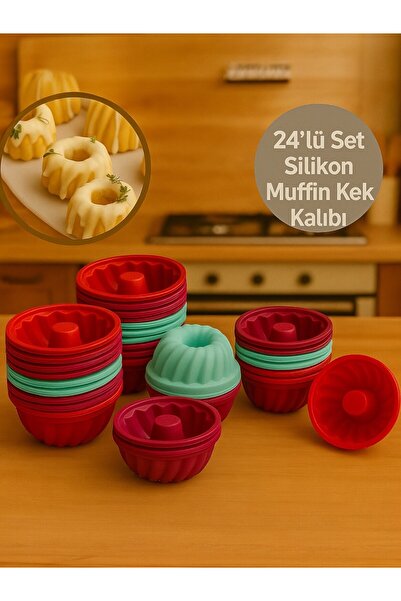 Nesto Home Set of 24 Fireproof Non-Stick Mini Muffin Cake Molds
