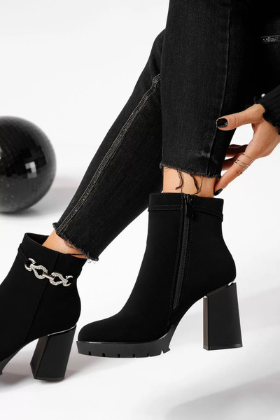 Zaira Botine dama îmblanite negre din piele ecologica Alice #22643 - 35