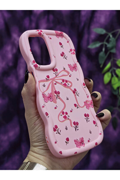 Magic Ring Oppo A16 / Oppo A55 Compatible Butterfly Ribbon and Floral Pattern Pink Phone Case