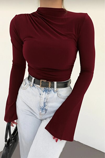 modapark.ist Women's Drawstring Spanish Sleeve Blouse