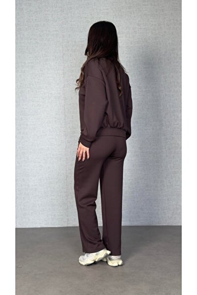 ALPACO Women's Long Sleeve Crew Neck Viscose Two Thread Blouse and Pants Double Suit