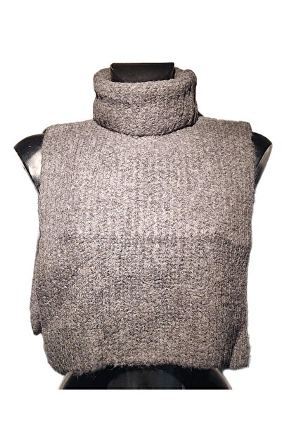 OEM Women's thick wool collar, gray, cut out on the sides, warm, universal size