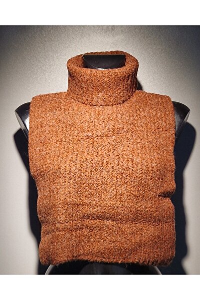 OEM Women's thick wool collar, brown, cut out on the sides, warm, universal size