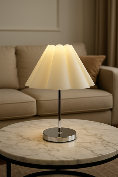 EvLight Silver Metal Lampshade with Floral Fabric Head