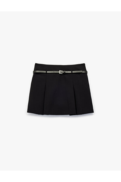 Koton Pleated Detailed Belted Mini Skirt