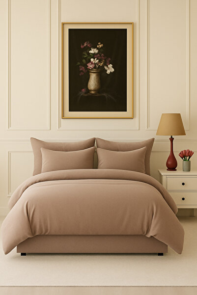 İQON Flat Sheet Bedding Set 100% Cotton Double Size Caramel-Caramel