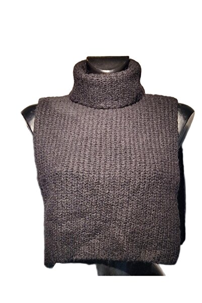 OEM Women's thick wool collar, black, cut out on the sides, warm, universal size