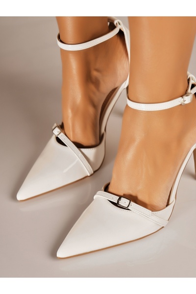 Joana Elegant Women's White Patent Leather Heels