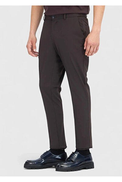 Ramsey Brown Straight Knitted Jogging Fit Casual Pants