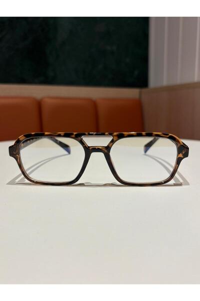 funeyes Desa Double Bridge Leopard Pattern Blue Light Protection Computer Glasses Glass Can Be Replaced