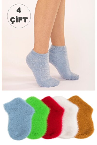 Onouqo 4 Çift Peluş Kadın Ev Çorabı – Yumuşak Tüylü Sıcak Tutan Kışlık Çorap ...
