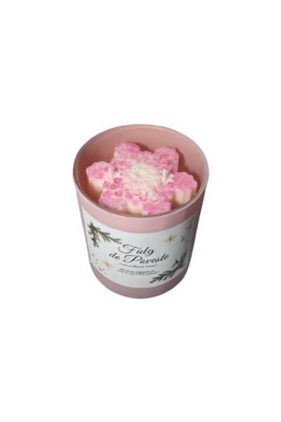 OEM Scented candle set, 'Fulg de Poveste', soy wax, pink, fresh fir fragrance