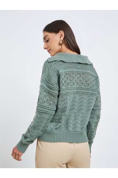 Styli Green Knit Long Sleeve Top