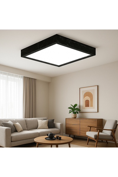 Öndermob Siyah Mermer Desenli Led Panel Aydınlatma Enerji Tasarruflu Avize 30...