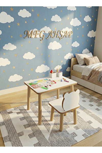 MFG AHŞAP Çocuk Masa Sandalye Takımı Aktivite Masası - Çocuk Çalışma Masası T...