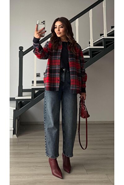 Oslove Red-Navy Blue Plaid Lumberjack Shirt