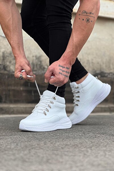 Mhoda Shoes Rlx035 Men's Sports Casual Lace-Up Leather Boots Cbt - White