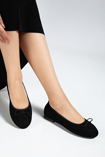 Ghattix Women's Ballet Flats Thin Bow Suede Velvet Comfortable Ballet Flats