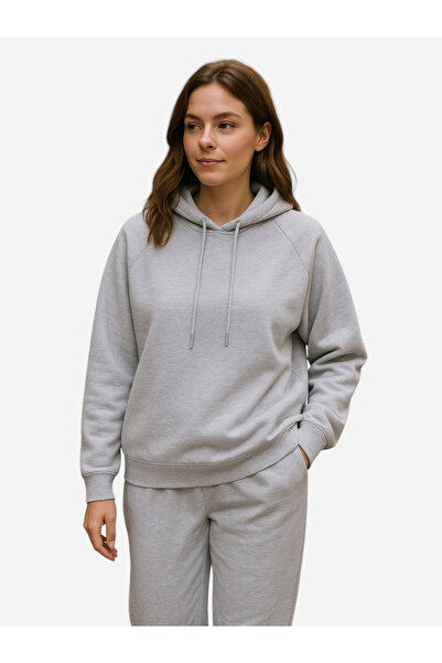 Victor and Jane By Styli Grey Hoodie with Drawstring - 100% Cotton Fleece