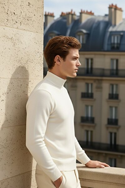 COMBİNE MİCHAİL Ανδρικό πουλόβερ Casual Daily Trend Basic Cream