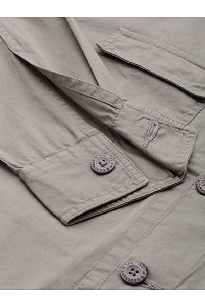 The Indian Garage Co By Styli Men Grey Plain Shirt with Flap Pocket