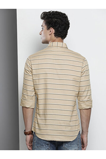 The Indian Garage Co By Styli Men Beige Striped Casual Shirt