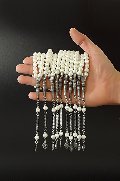 Öyküm accesory 10 Pieces Glass Pearl Natural Stone Prayer Beads Set, Gift Rosary, Wholesale Prayer Beads, Cream Color