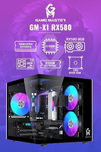 GM Game Master GM-X1 İntel i3-12100F 16GB Ram 512GB M.2 RX580 8GB Ekran Kartl...