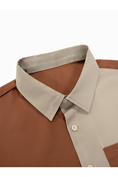 Take Two By Styli Men Two-Tone Button-Down Shirt with Pocket