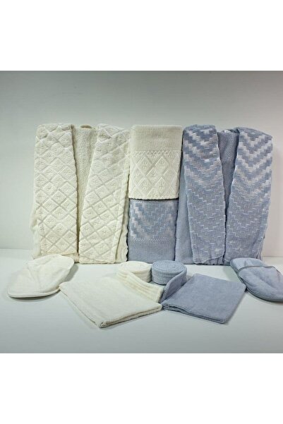 Reiashn Nitsi robe set, pink and gray, 12 pieces