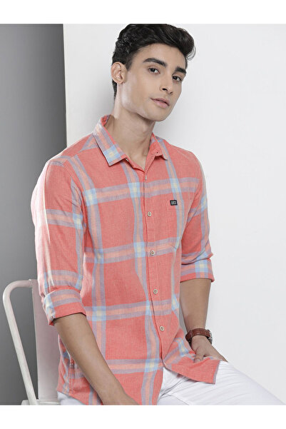 The Indian Garage Co By Styli Men Pink Regular Fit Checked Shirt